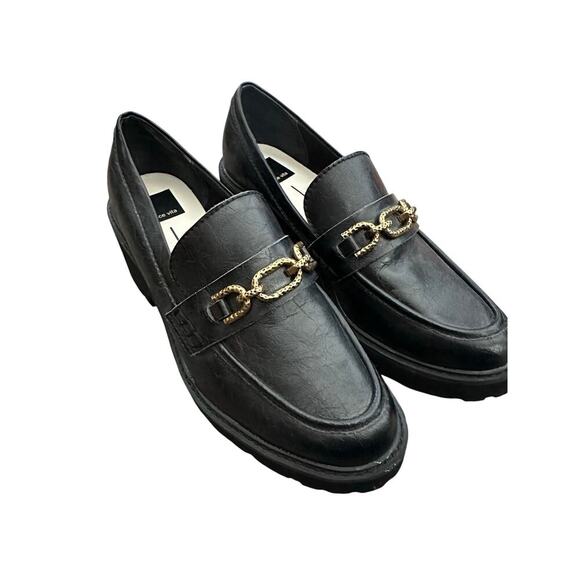 NEW Dolce Vita Harlen Black Platform Leather Loafers Size - Picture 3 of 8